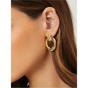 New! Anthropologie 14k Gold Plated Goldie Door Knocker Earrings NWOT